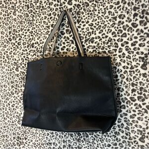 Faux leather Black Tote Bag